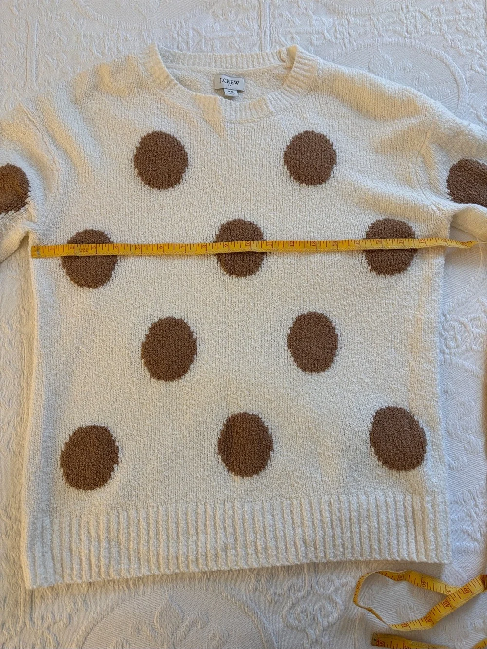 J. Crew Cream Sweater with Brown Polka Dots